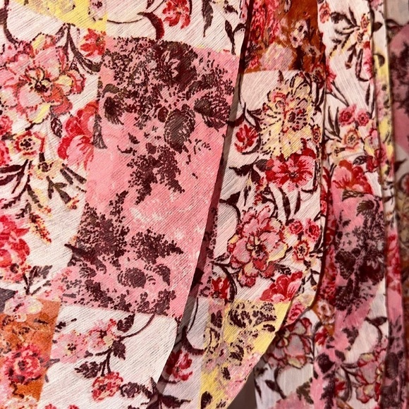 LC Lauren Conrad Bohemian Boho Ruana kimono duster cover up tiered white lotus‎ - Picture 5 of 7